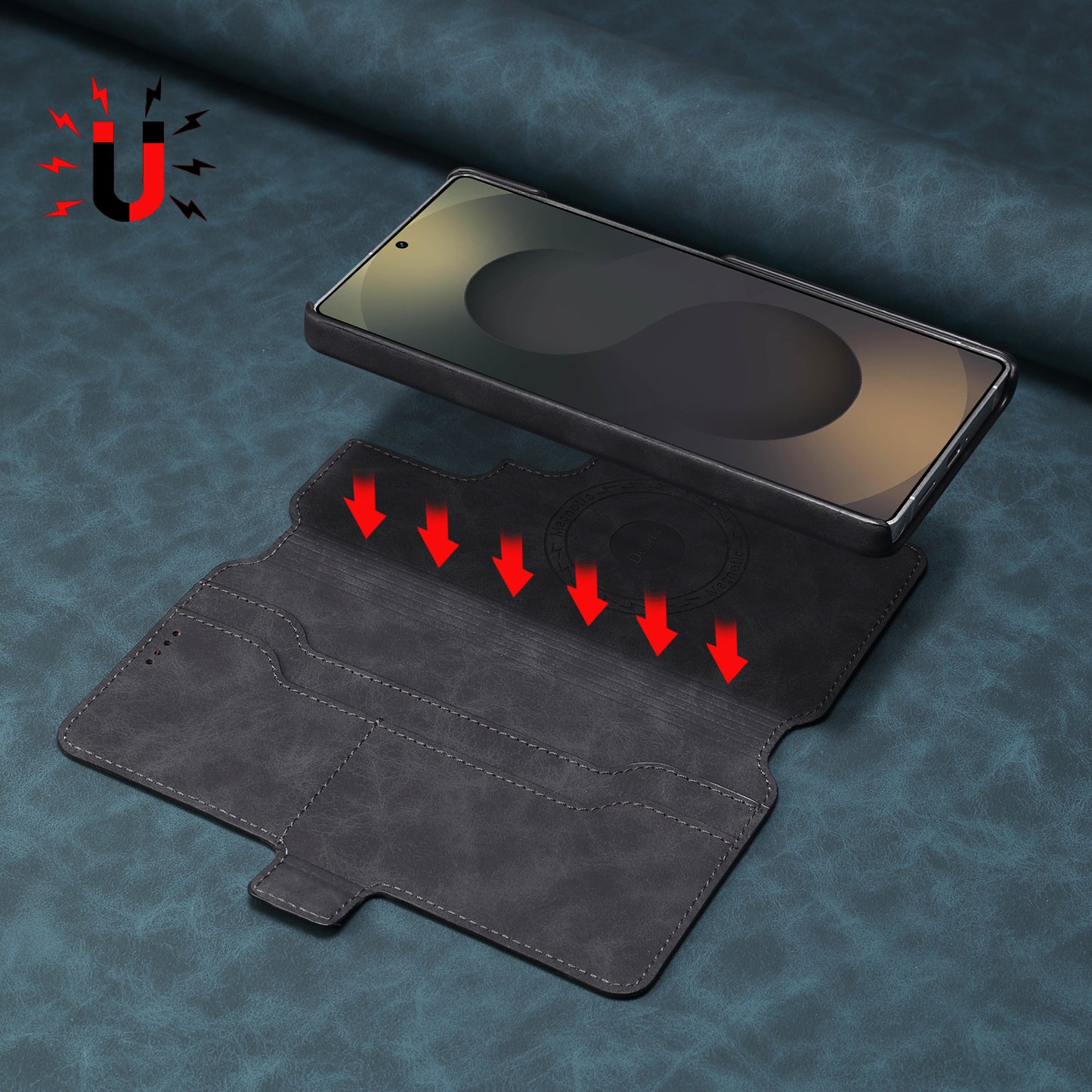 PU Retro Faux Leather Detachable Magnetic Wallet Stand Phone Case (For Samsung)