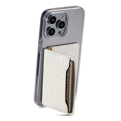 Alligator Pattern Leather Bracket Ultra-Thin Credit Card Bag（White）