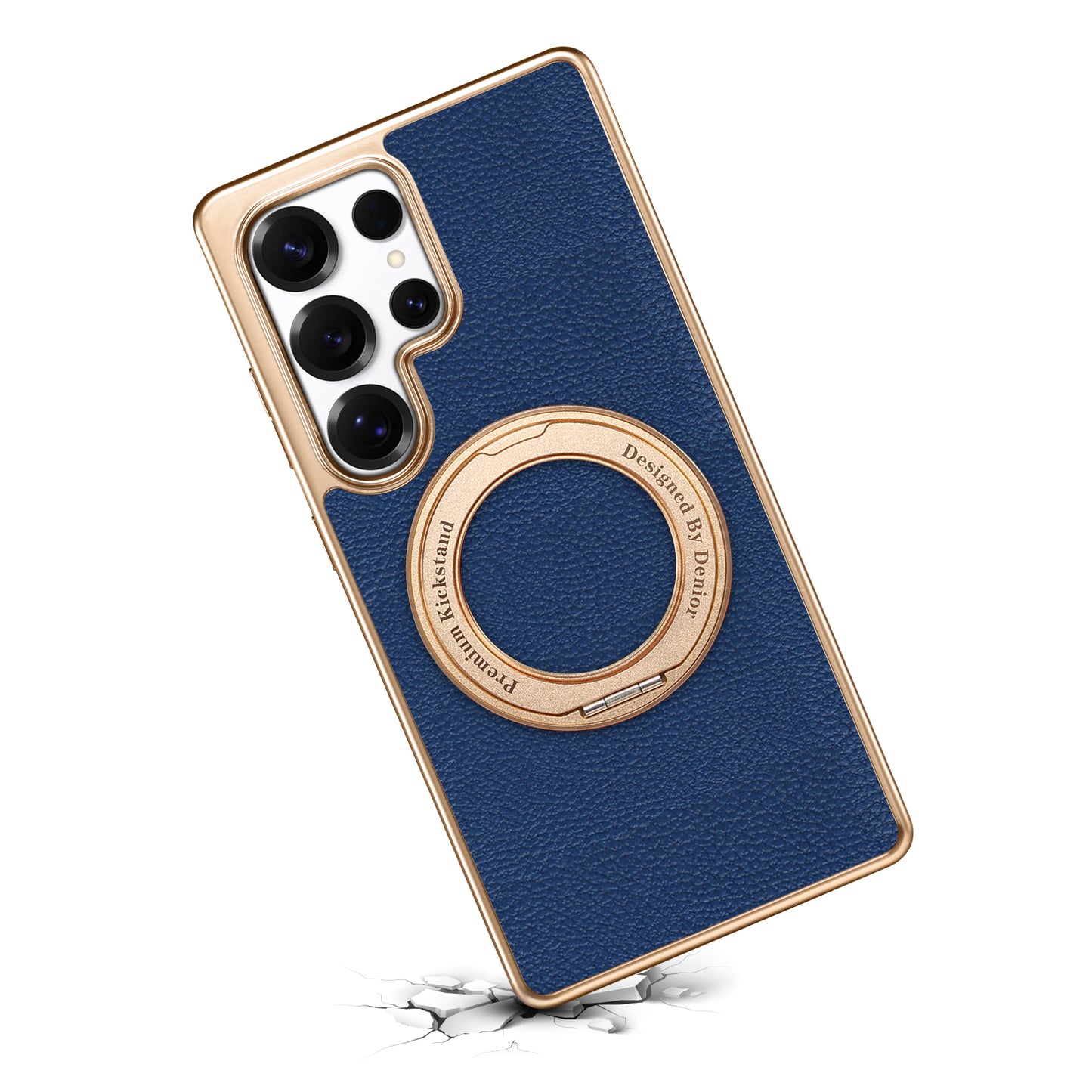 PU Faux Leather Litchi Texture Rotating Stand Electroplated Magnetic Phone Case (For Samsung)