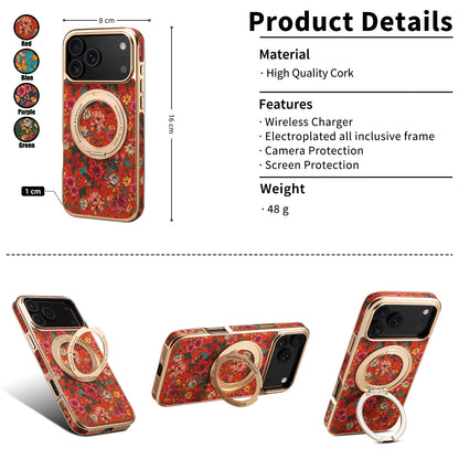 IPhone Series 360 ° Rotating Bracket Anti Drop Cork Phone Case (Red)