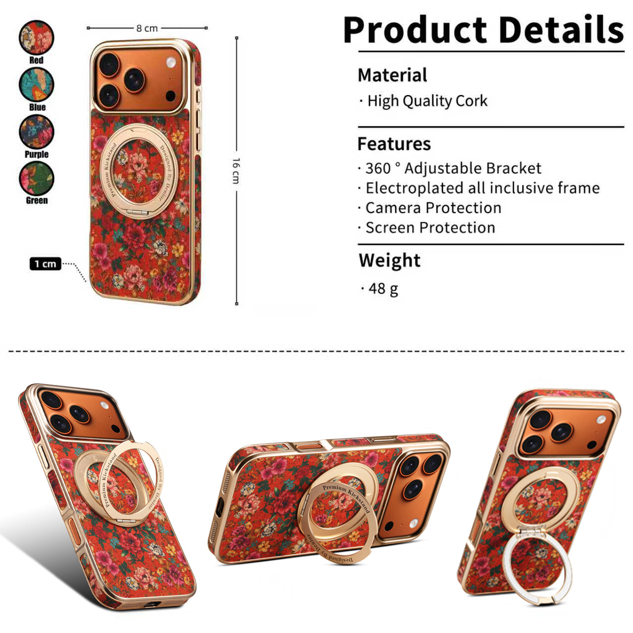 Floral Pattern Gear Electroplated Phone Case