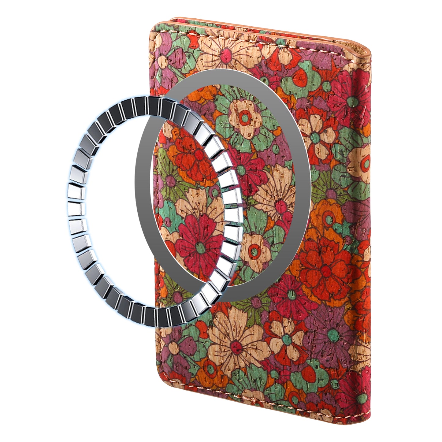 Cork Floral Magnetic Card Holder