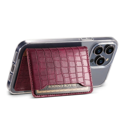 Alligator Pattern Leather Bracket Ultra-Thin Credit Card Bag（Red）