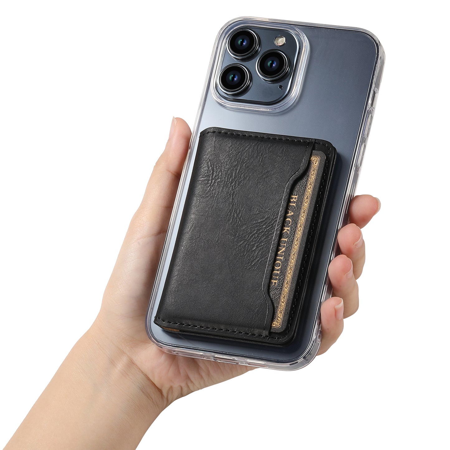 PU Faux Leather Cow Pattern Magnetic Card Holder