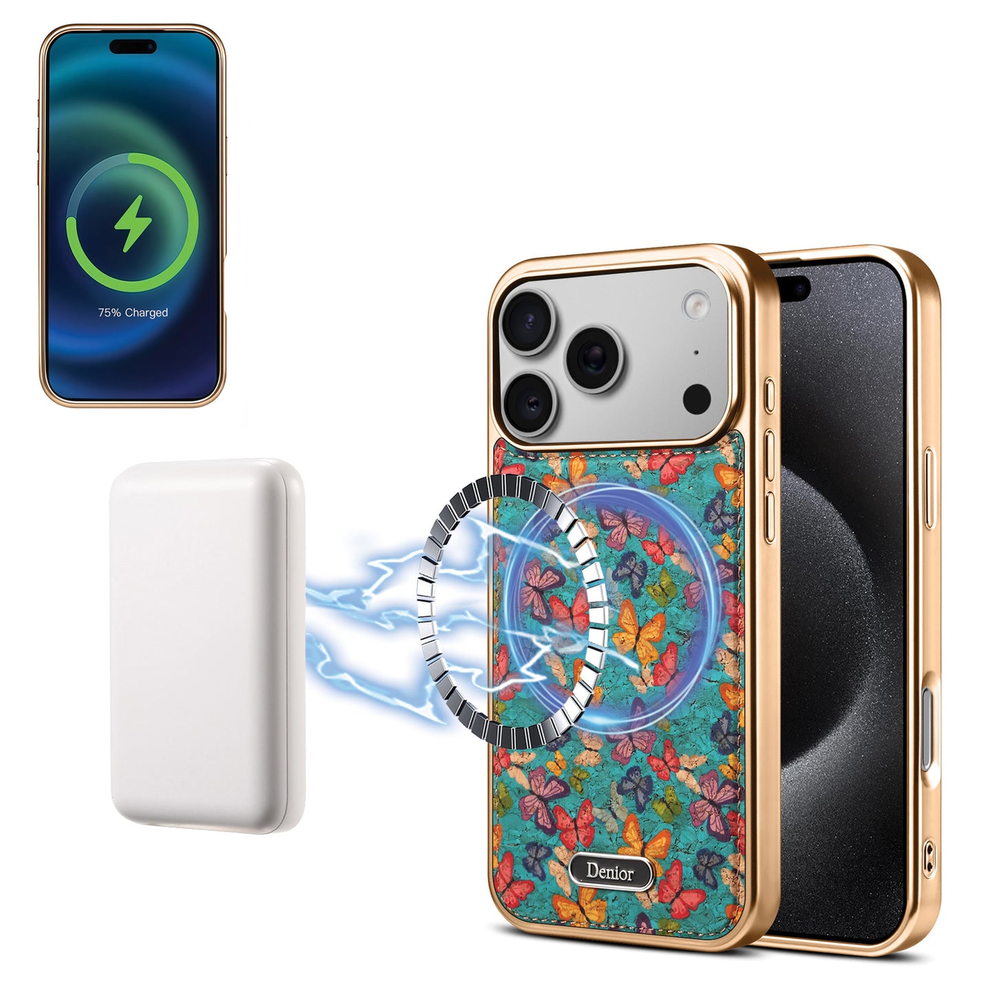 Butterfly Printed Magnetic Electroplated Phone Case