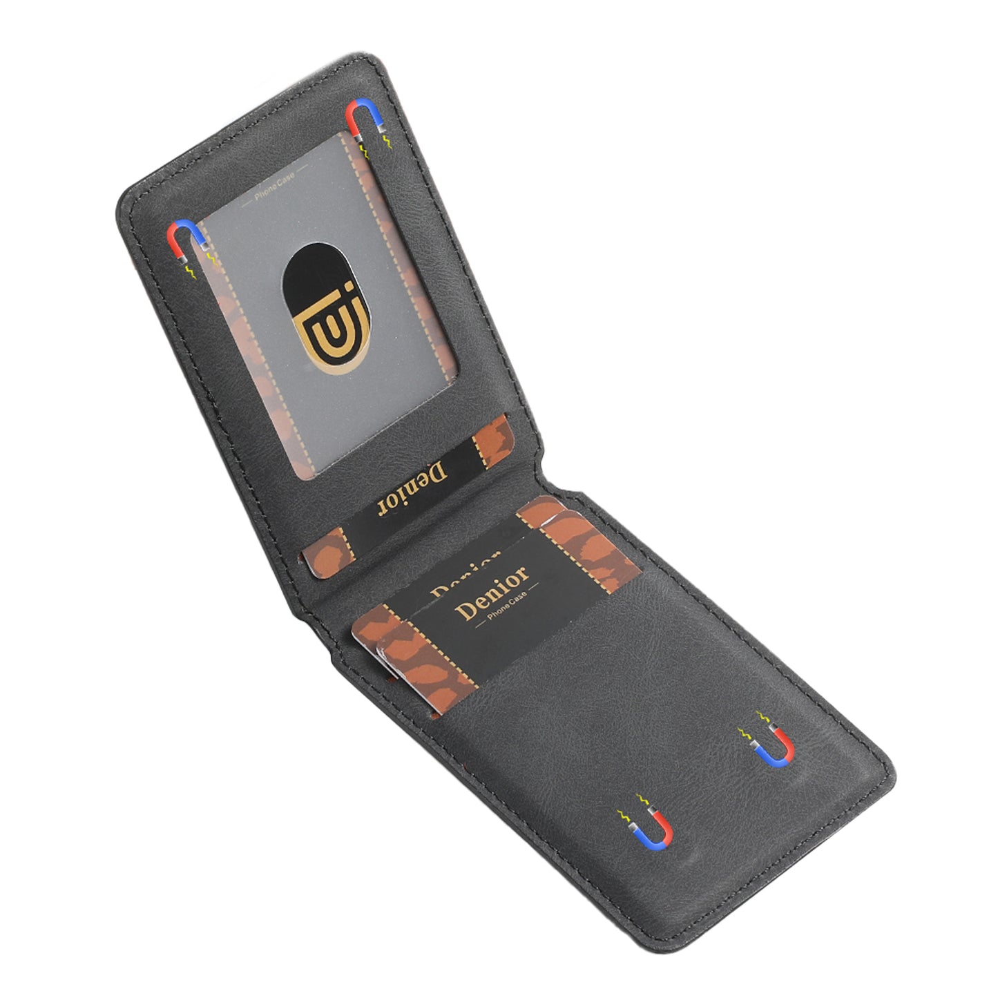 Bifold Vertical Elastic Rope Clip PU Leather Mag Wallet - Skin Feel