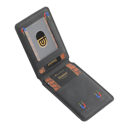 Bifold Vertical Elastic Rope Clip PU Leather Mag Wallet - Skin Feel