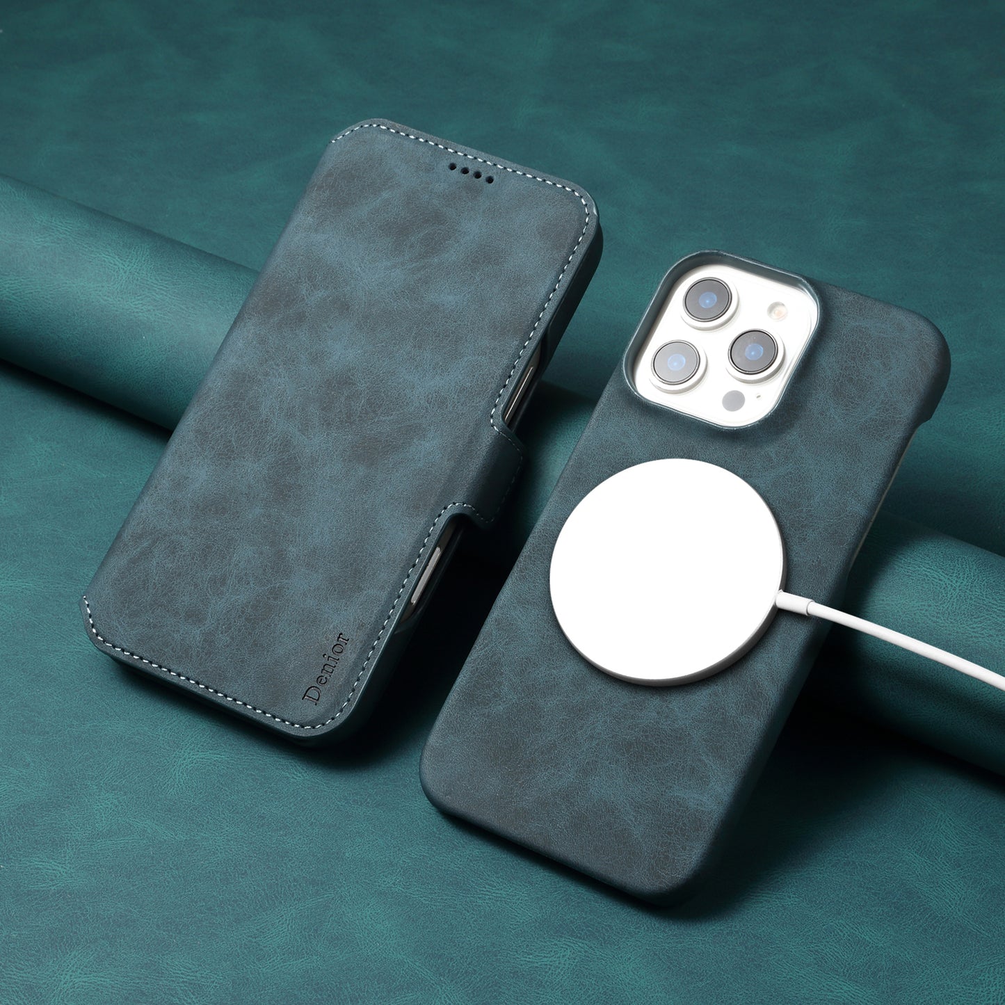 PC Retro Faux Leather Pattern Detachable Magnetic Wallet Phone Case