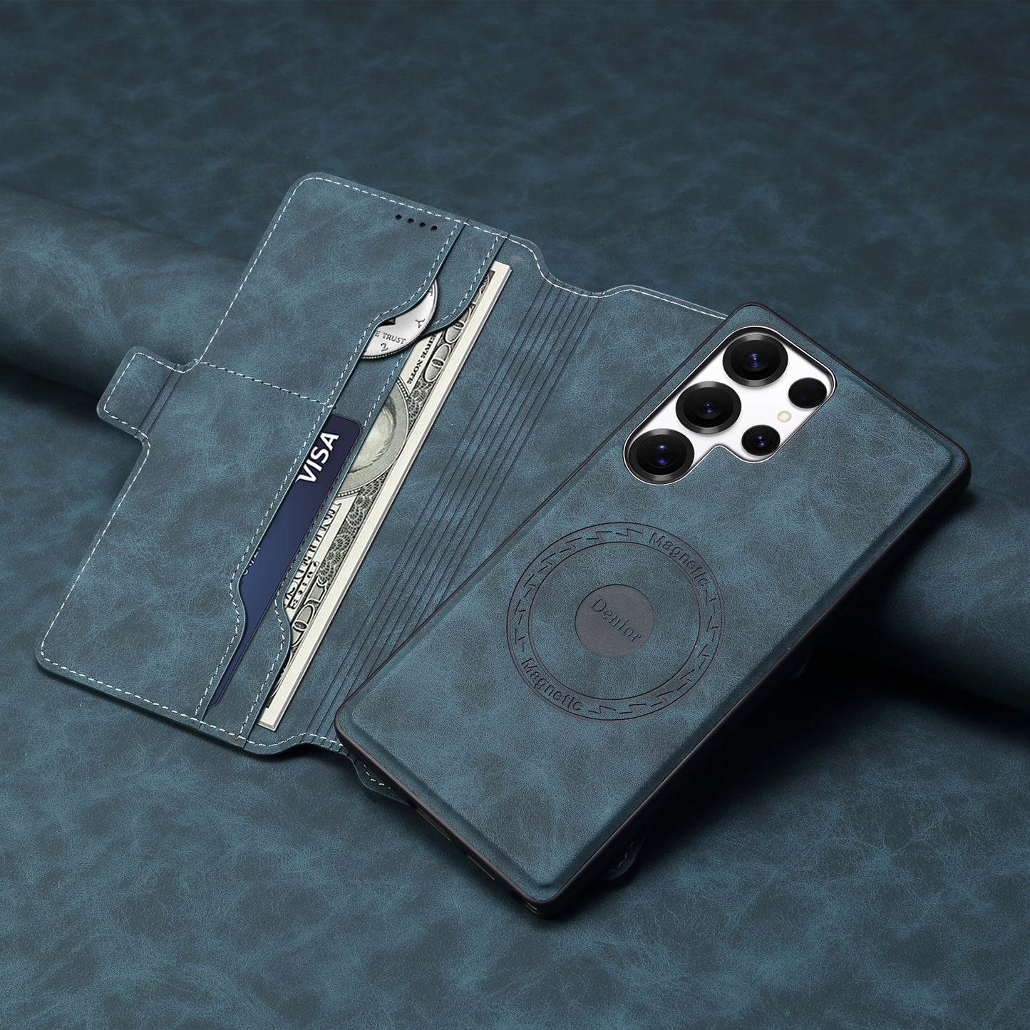 PU Retro Faux Leather Magnetic Wallet Phone Case (For Samsung)