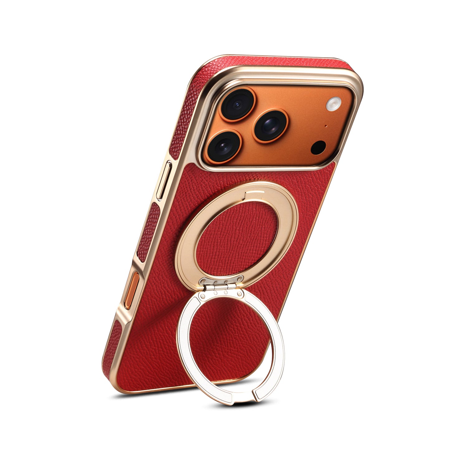 Genuine Leather Gear Electroplated Phone Case