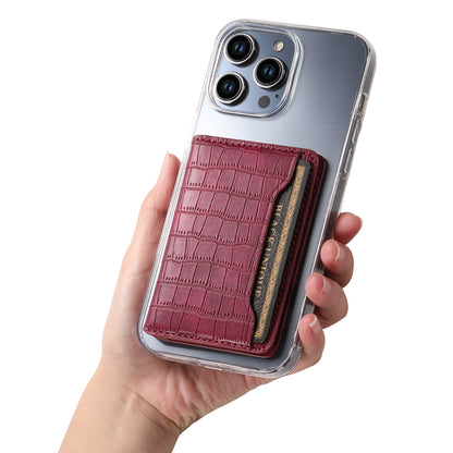 Alligator Pattern Leather Bracket Ultra-Thin Credit Card Bag（Red）