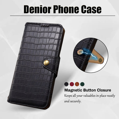 Crocodile PU Leather iPhone Cover Wallet Phone Case（Black）