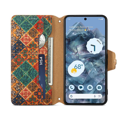 Google Flower Language Cork Flip Wallet Stand Leather Phone Case (Blue)
