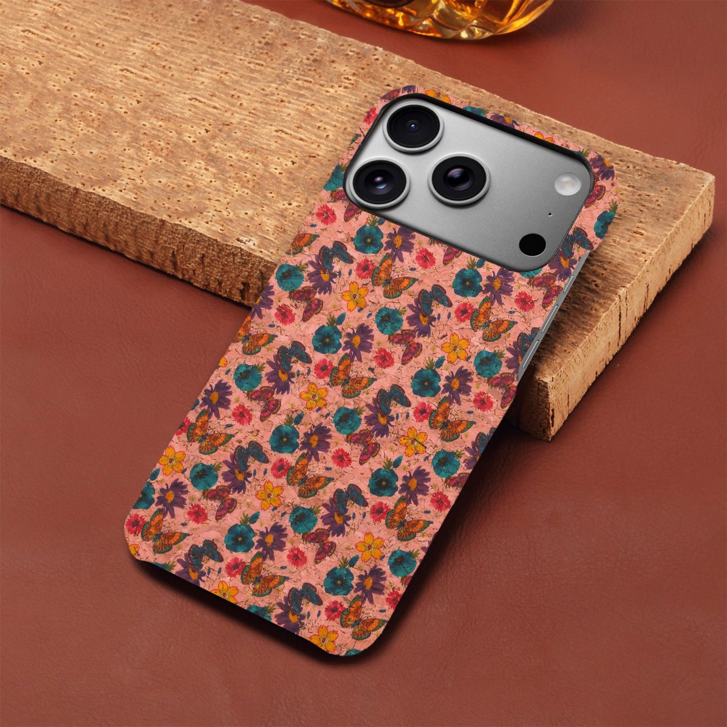Floral Pattern Cork PC Phone Case