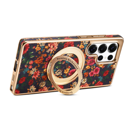 Cork Floral Rotating Electroplated Magnetic Phone Case (For Samsung)