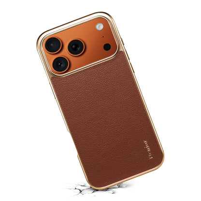 Luxury Car Style Genuine Leather Electroplated Phone Case