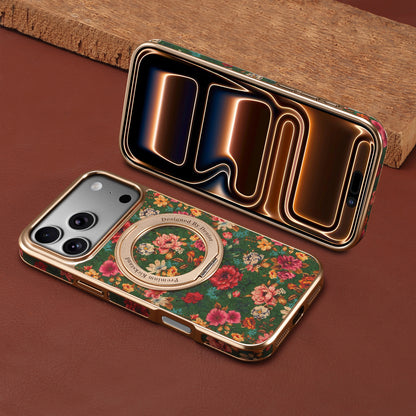 Floral Pattern Gear Electroplated Phone Case