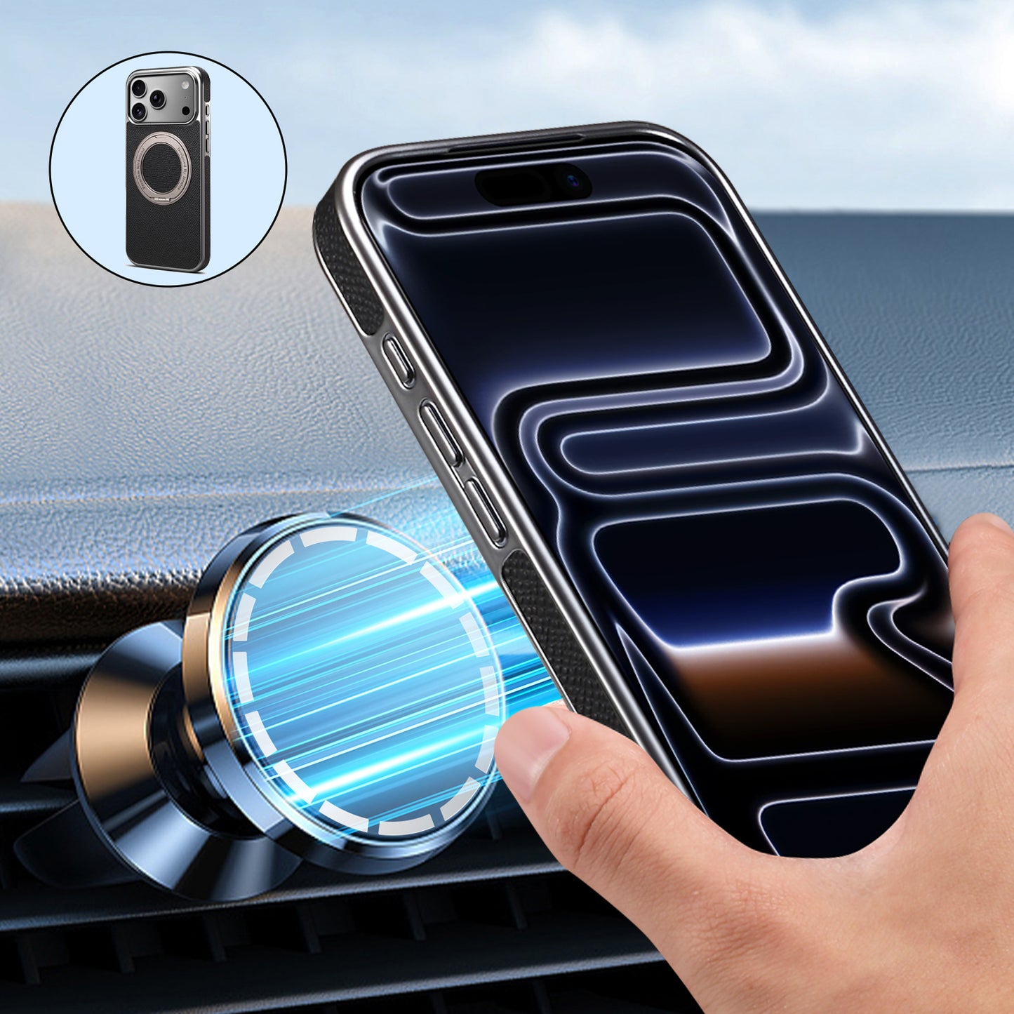 Genuine Leather Gear Electroplated Phone Case