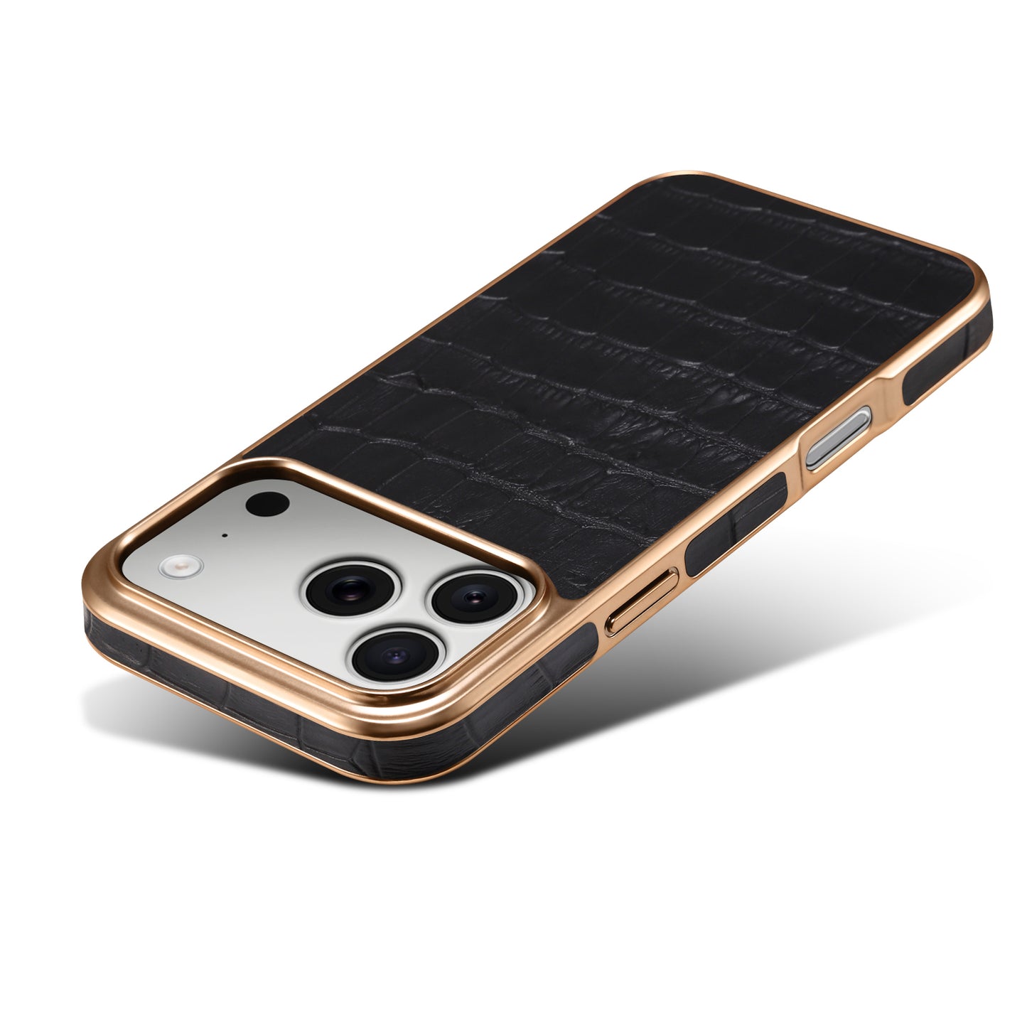 Genuine Leather Crocodile Texture Electroplated Phone Case