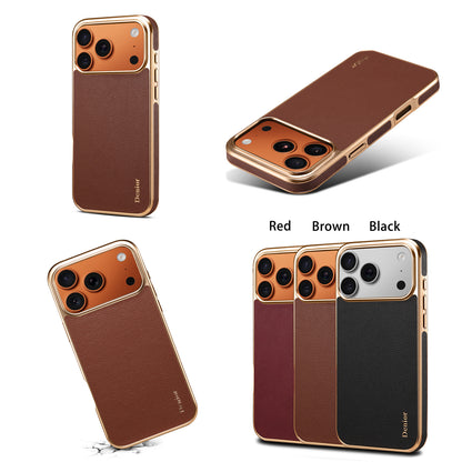 Luxury Car Style Genuine Leather Electroplated Phone Case