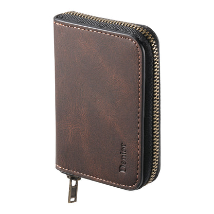 PU Skin-Feel Magnetic Zipper Card Holder