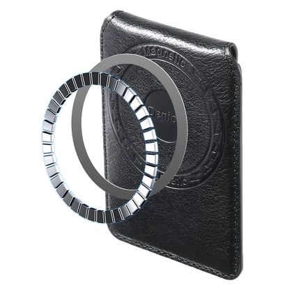 Magnetic Genuine Leather Bracket Credit Card Bag（Black）
