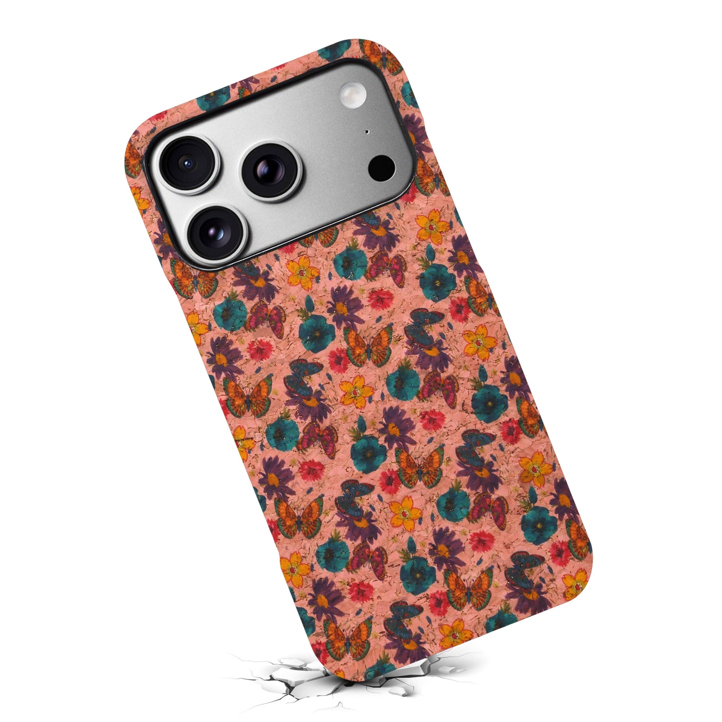 Floral Pattern Cork PC Phone Case