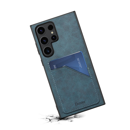 PU Retro Faux Leather Dual Card Slot Phone Case (For Samsung)