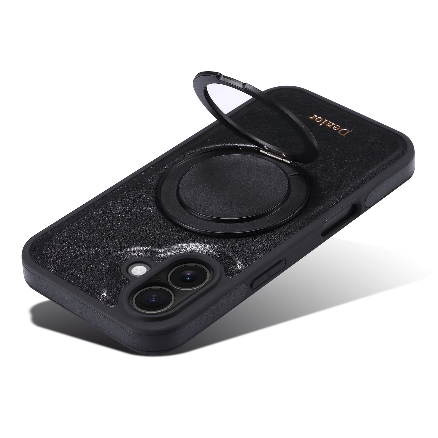 Genuine Leather 360° Rotating Gear Stand Phone Case