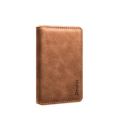 PU Faux Leather Vintage Pattern Side-Open Magnetic Card Holder