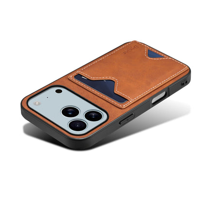 PU Retro Faux Leather Dual Card Slot Kickstand Phone Case (For iPhone)