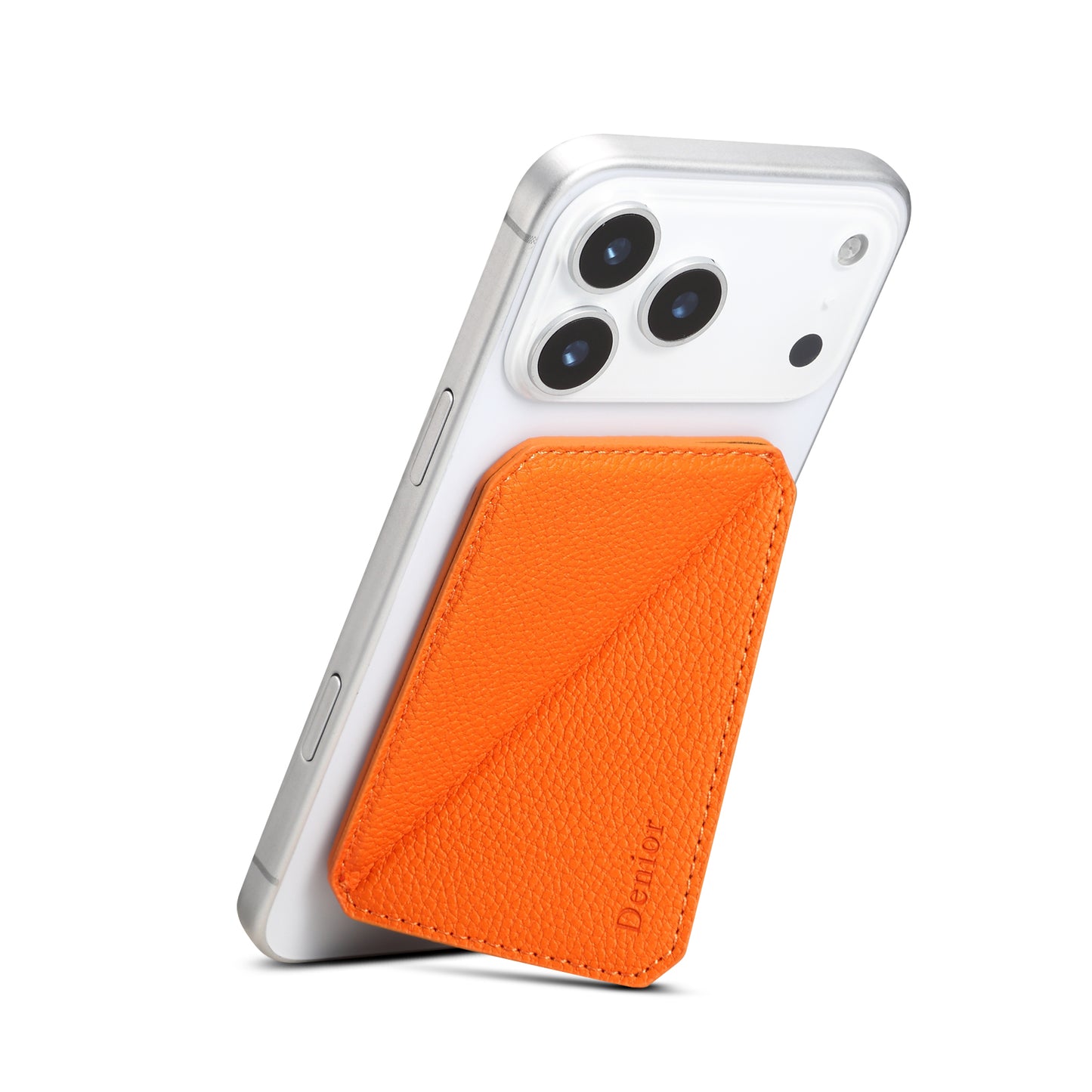 PU Faux Leather Lychee Texture Magnetic Card Holder