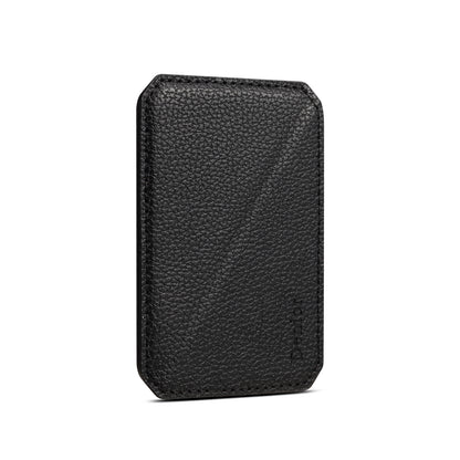 PU Faux Leather Lychee Texture Magnetic Card Holder