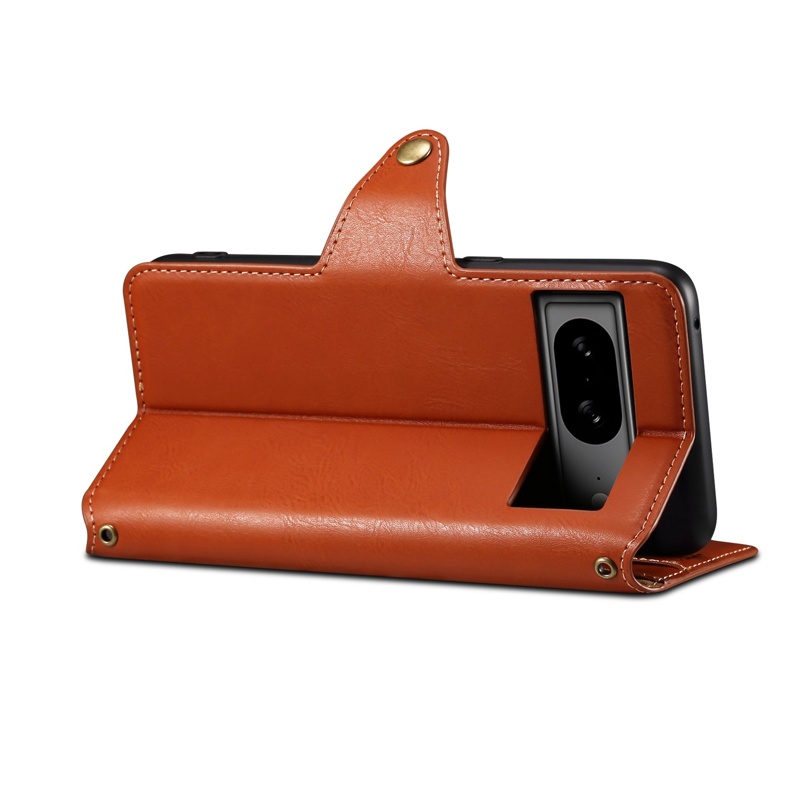 Google Simple PU Leather Flip Card Wallet Stand Phone Case（Brown）