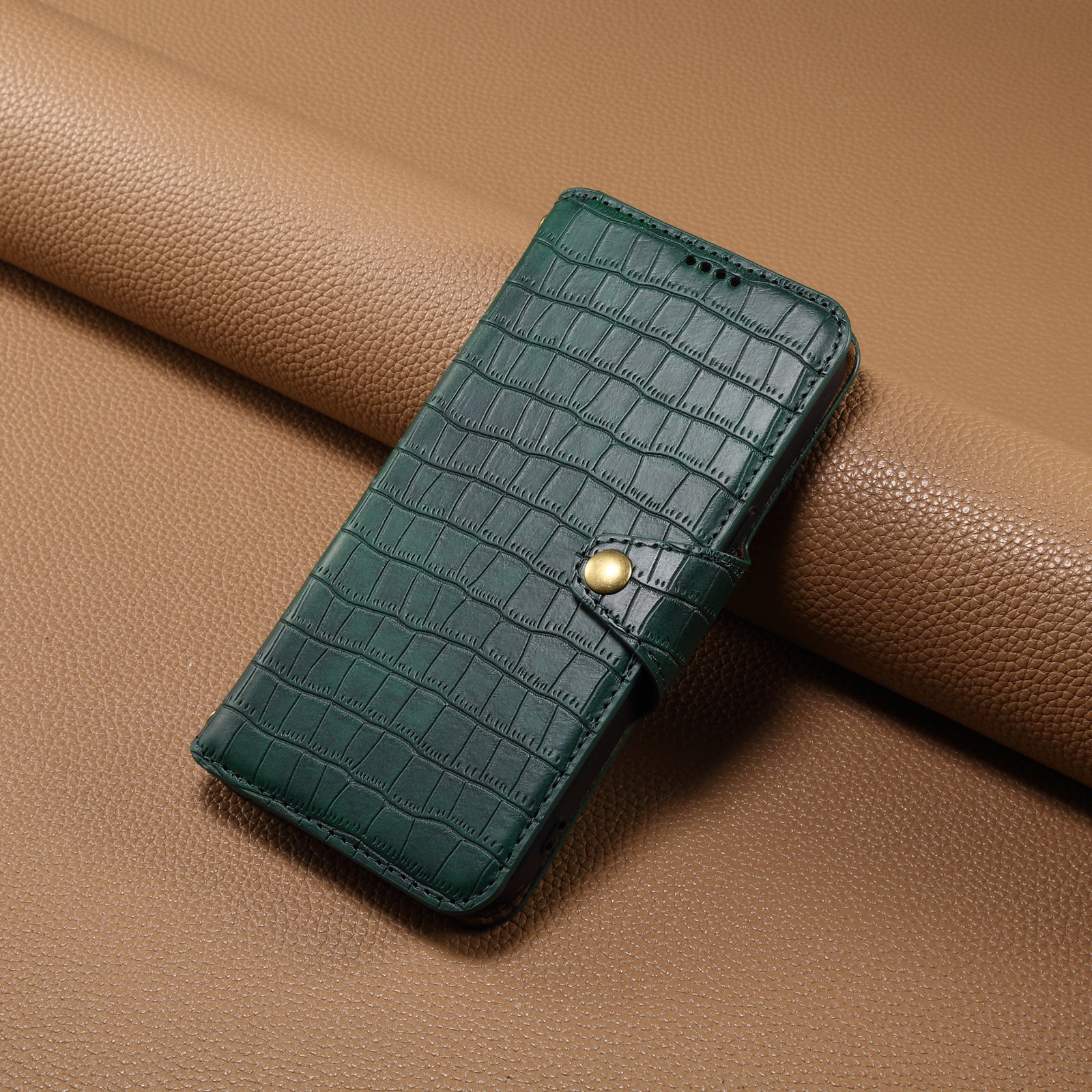 Crocodile PU Leather Honor Cover Wallet Phone Case（Green）