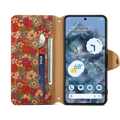 Google Flower Language Cork Flip Wallet Stand Leather Phone Case (Red)