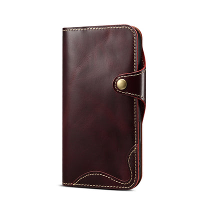 Genuine Oil Wax Cowhide Stand Wallet Phone Case