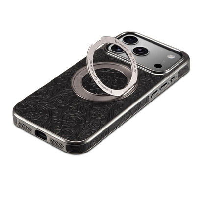 Genuine Leather Printed Gear Electroplated Phone Case