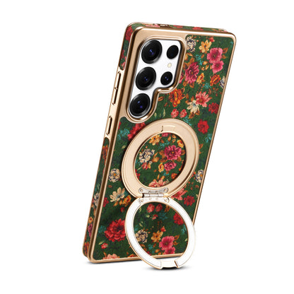 Cork Floral Rotating Electroplated Magnetic Phone Case (For Samsung)
