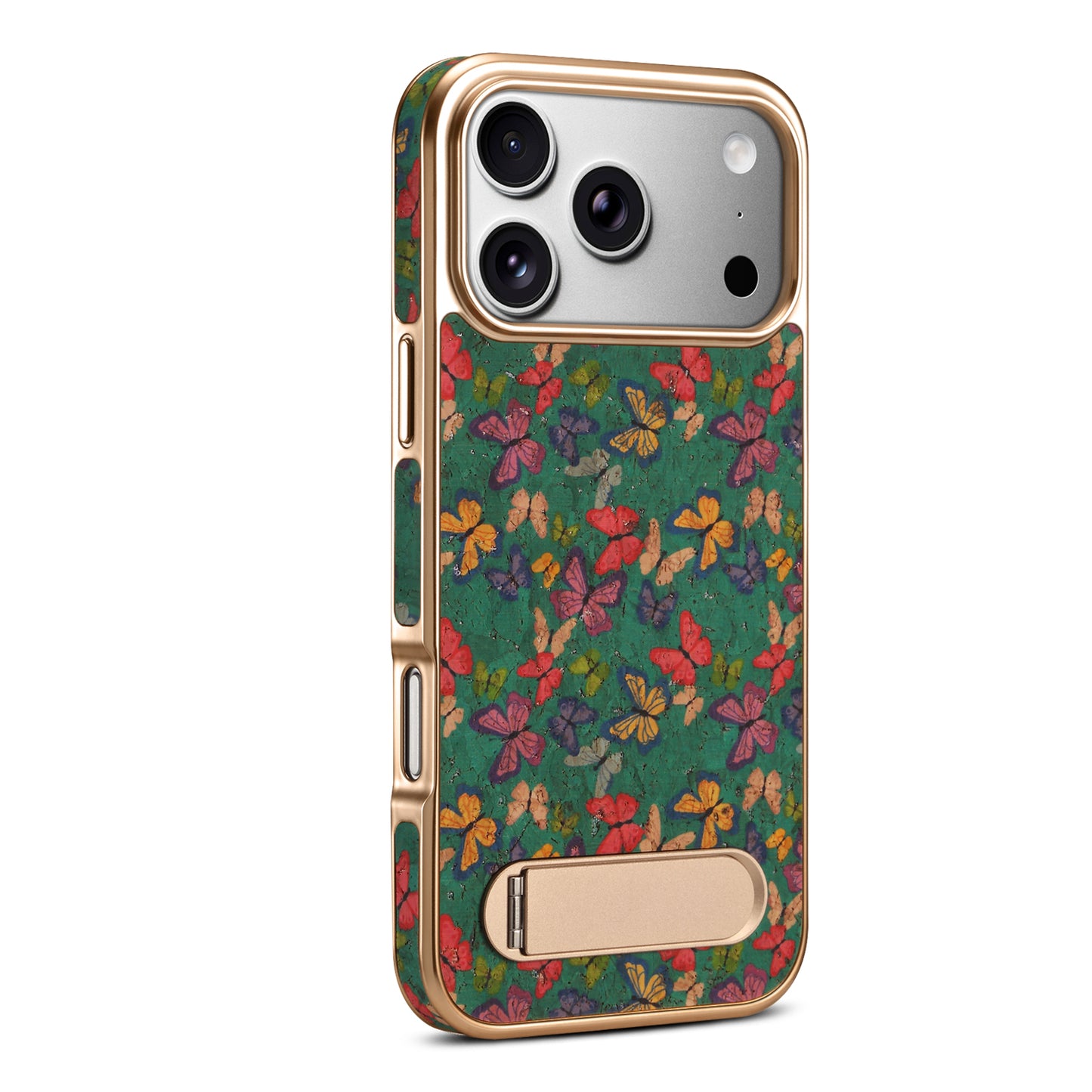 Cork Butterfly In-line Stand Magnetic Electroplated Phone Case