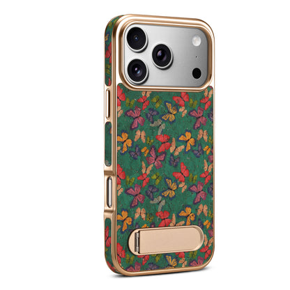 Cork Butterfly In-line Stand Magnetic Electroplated Phone Case
