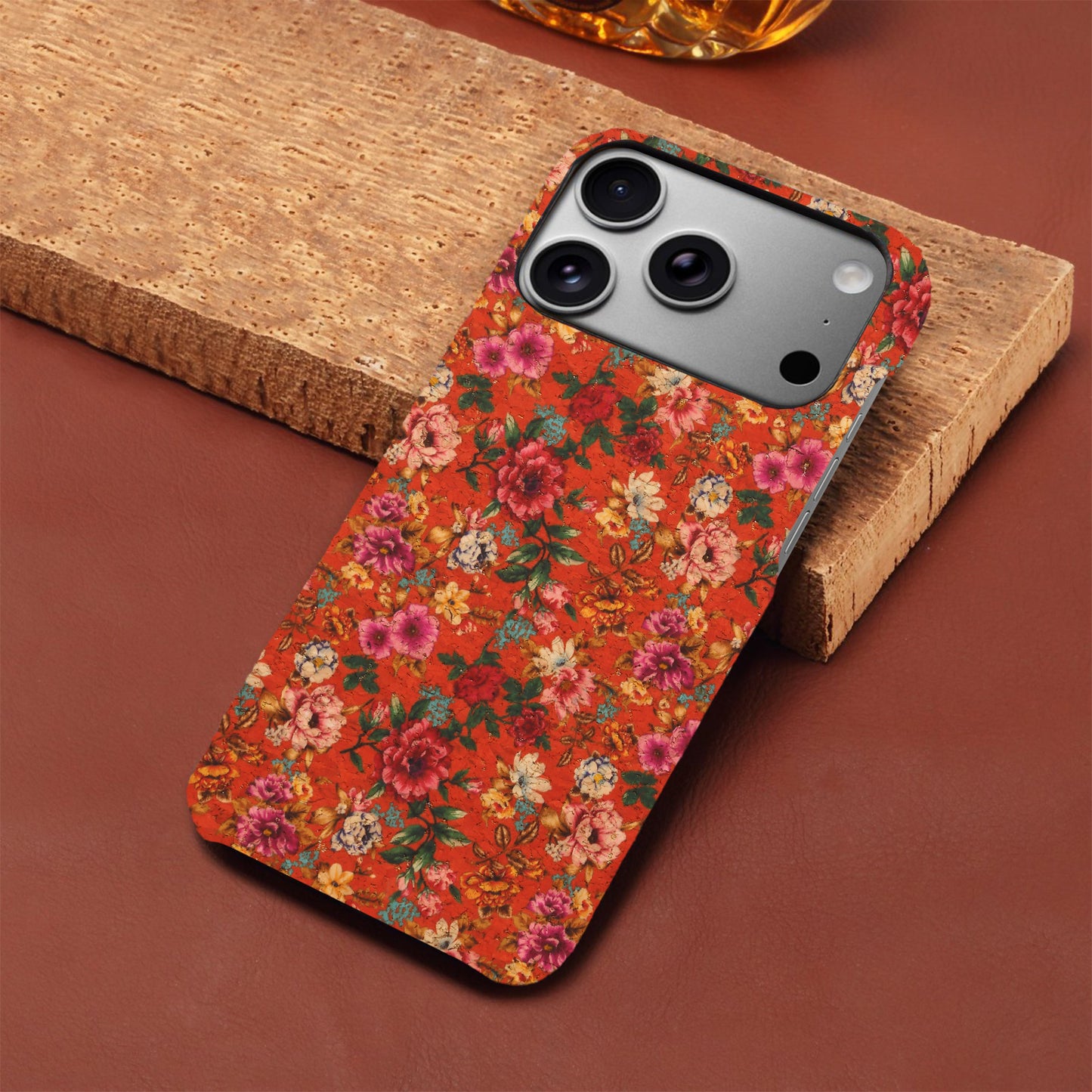 Floral Pattern Cork PC Phone Case