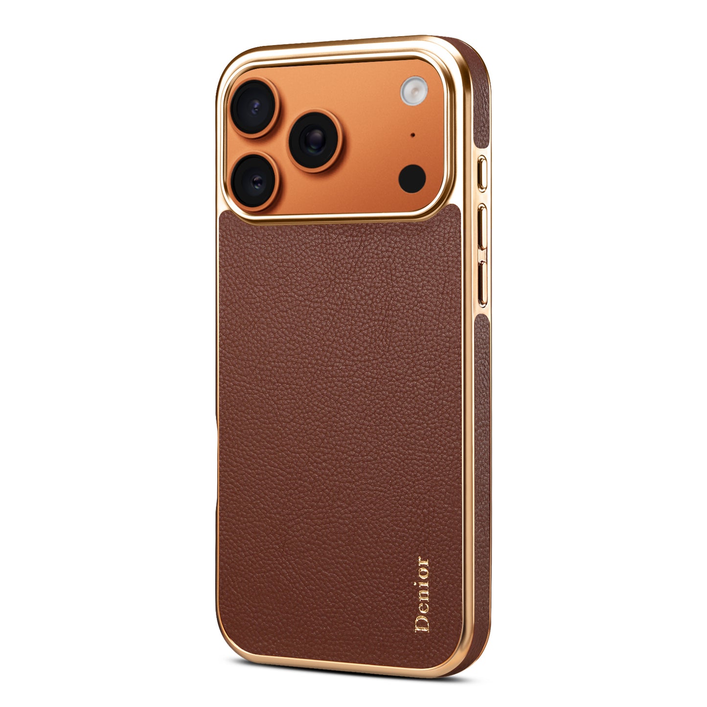 Luxury Car Style Genuine Leather Electroplated Phone Case