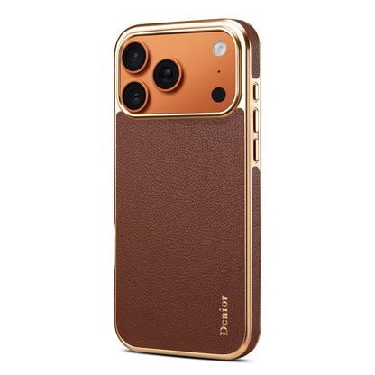 Luxury Car Style Genuine Leather Electroplated Phone Case