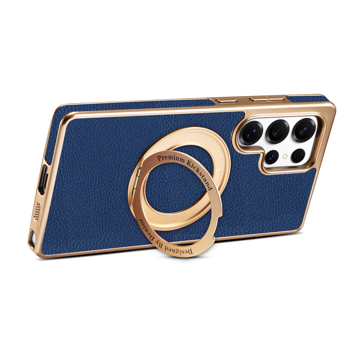 PU Faux Leather Litchi Texture Rotating Stand Electroplated Magnetic Phone Case (For Samsung)