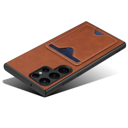 PU Retro Faux Leather Dual Card Slot Kickstand Phone Case (For Samsung)