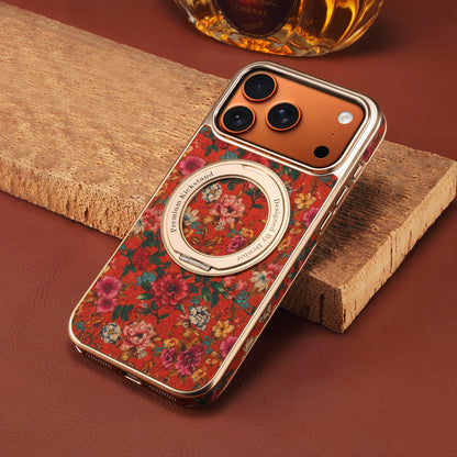 Floral Cork Wooden Case - 360 Kickstand