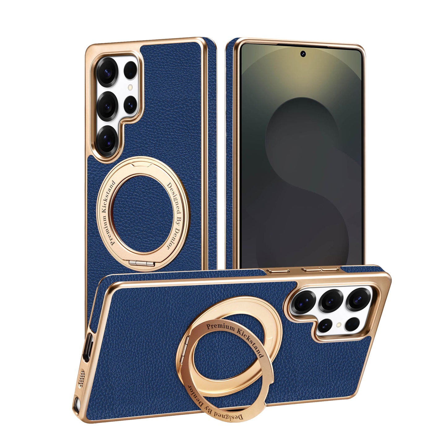 PU Faux Leather Litchi Texture Rotating Stand Electroplated Magnetic Phone Case (For Samsung)