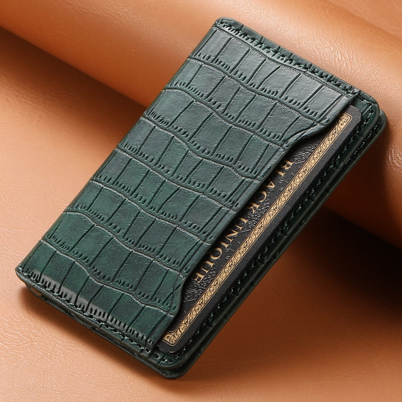 Bifold PU Leather  Glue Wallet - Outer Slot Crocodile pattern
