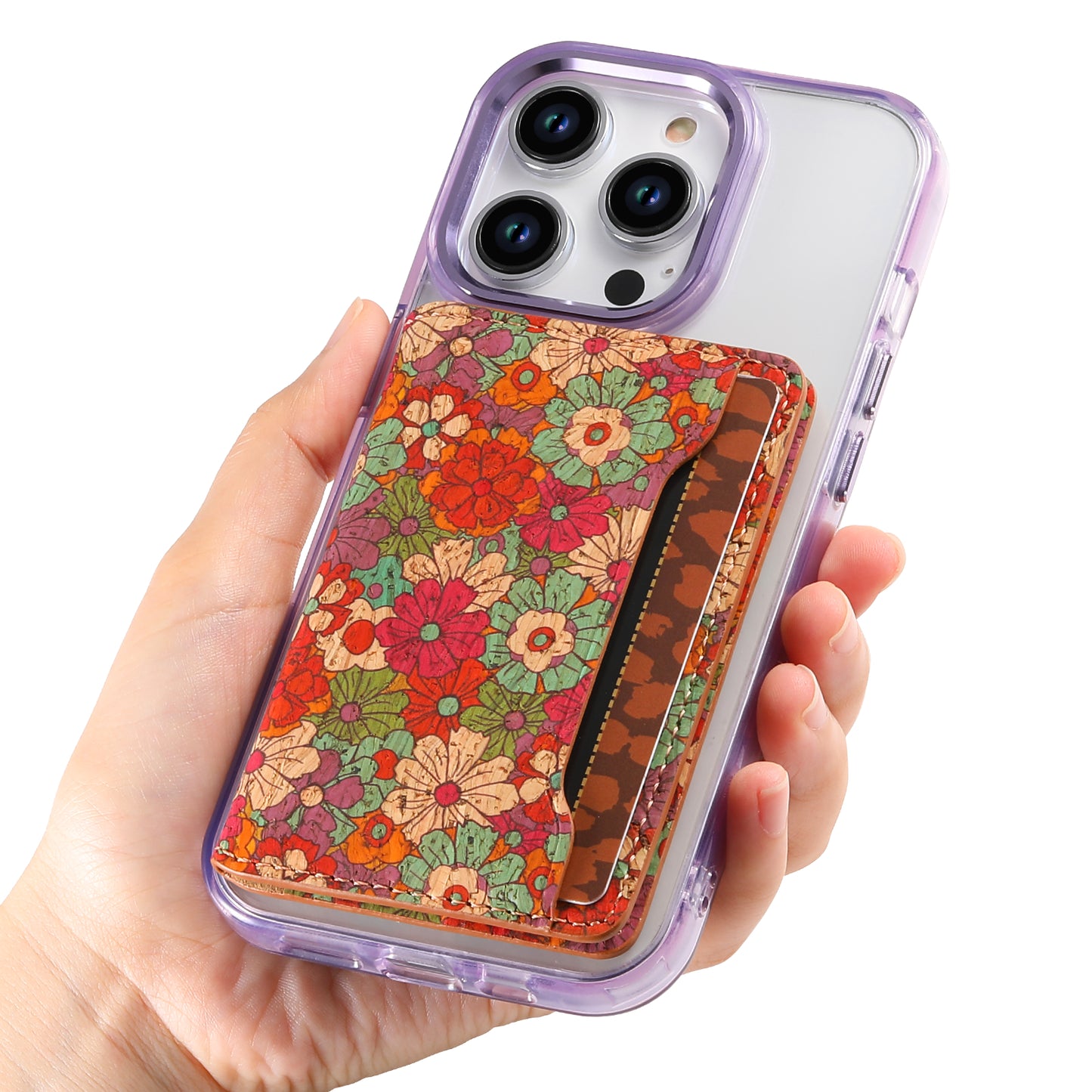 Cork Floral Magnetic Card Holder